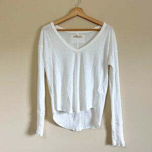 Free People White Raw Seam Top